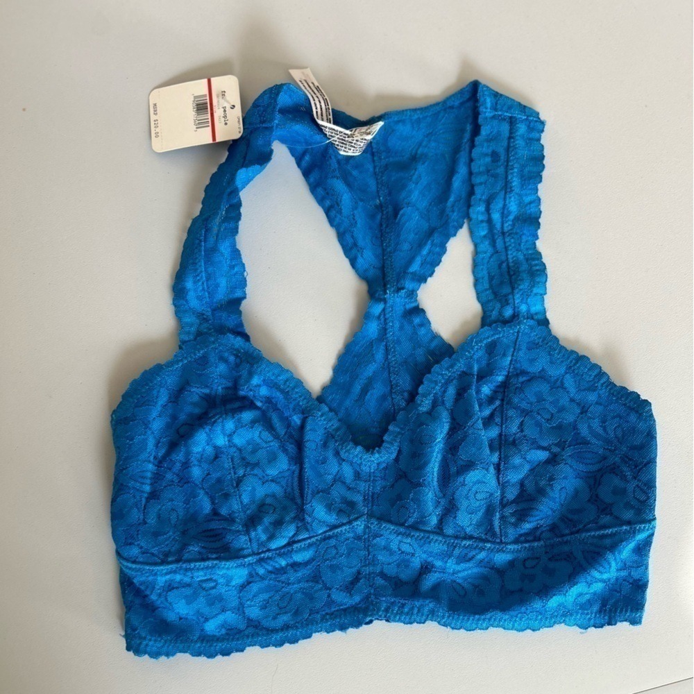 Free People Racerback Lace Bralette blue Lace Size XS